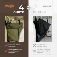 WUGLO Extra Stabil Kutya Autóülés - Vízálló Autós Ülés Kis és Közepes Kutyáknak 4 Rögzítő Hevederrel - L Méret Khaki 3