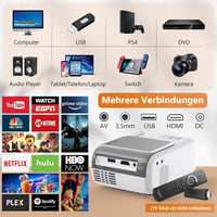 XIWBSY 10000 Lumen Mini Projektor Full HD Támogatással - Hordozható WiFi Bluetooth Házimozi, TV/Xbox/Laptop/Okostelefon Kompatibilis, 180" V 9