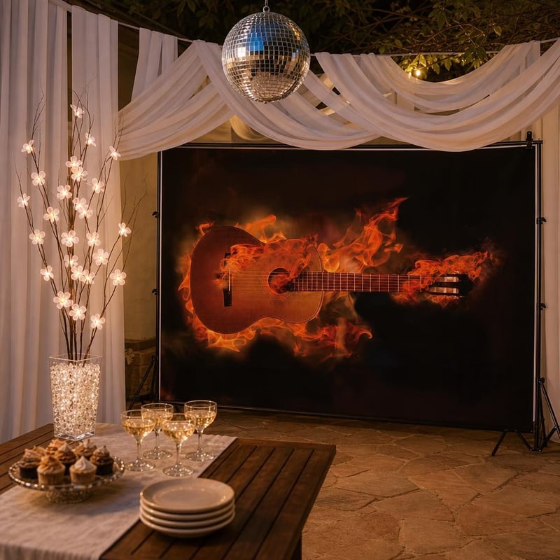 Set decor petrecere Disco: 1x glob oglindă 20cm + 1x ramură LED 120cm + 10x hârtie creponată + fundal foto