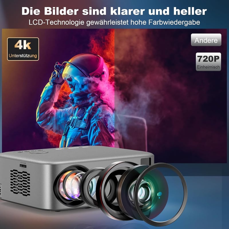 FRESHDEW Natív 1080P WiFi Projektor Bluetooth 5.2 Kapcsolattal - Elektromos Fókusz, 26000L LCD Házimozi Vetítő iOS/Android Kompatibilitással