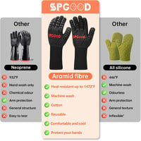 SPGOOD 800 fokos hőálló grillkesztyű, fekete, L/XXL méret 5