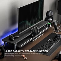 Fenge Dupla Monitortartó Állvány Telefon/Tablet Tartóval, 2 Szintes Nagy Multifunkciós Számítógép Laptop Képernyőemelő, 108x23,5x14,5 cm, Fe 2