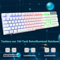 ZIYOU LANG Gamer Billentyűzet és Egér Szett - Fehér, RGB LED Háttérvilágítás, 2400 DPI, Vízálló, 6 Gombos Egér, Egérpad, USB, PS4/Xbox Kompa 3