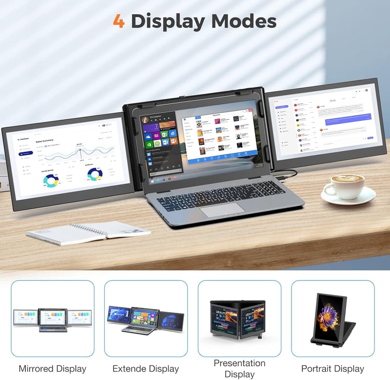 SMISEACOW 12" FHD IPS Hordozható Monitor Laptophoz, Telefonhoz és Játékkonzolokhoz