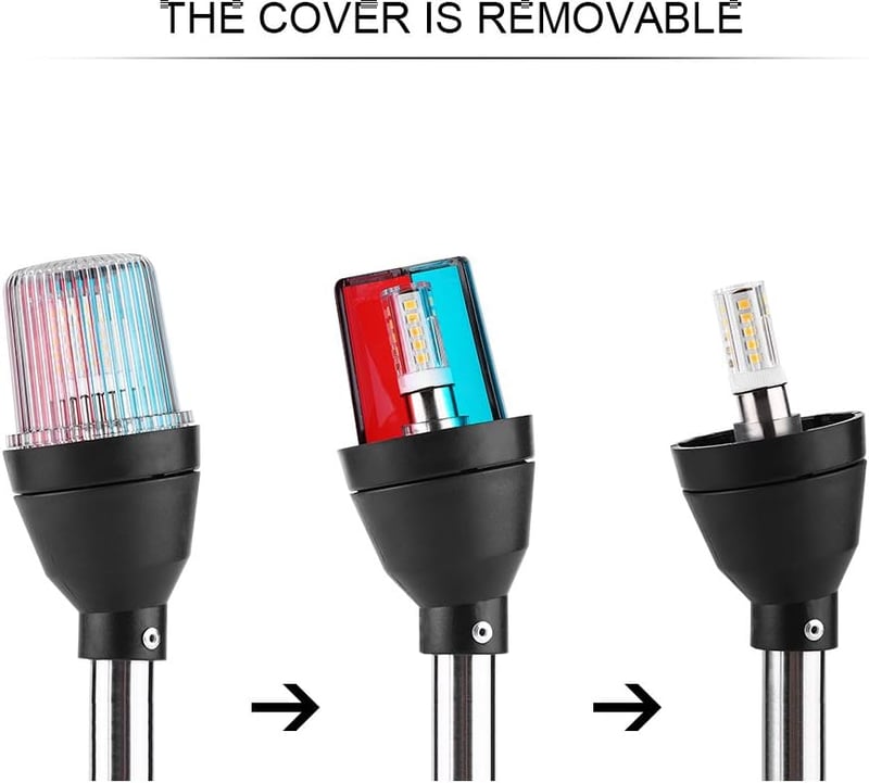 Keenso 12V LED hajózási jelzőfény, állítható talppal - piros/fehér/zöld