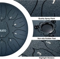 LEKATO 11 hangos acél nyelvdob 25,4 cm D-dúr meditációs hangszer sötétkék - 10 inch (D) 11 notes, navy blue 2
