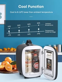 FOHERE Mini Hűtő 5L - Hordozható Hűtőszekrény 6 Dobozos Kapacitással, 12V/220V/USB Tápellátás, Csendes Működés Kozmetikumokhoz, Italokhoz, O 3