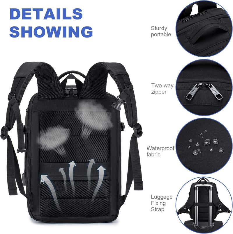 SUCIKORIO Bővíthető Repülős Hátizsák 40x20x25 - Laptoptartós, USB-s, Ryanair Kompatibilis