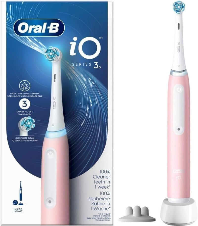 Oral-B iO-3S Elektromos Fogkefe Rózsaszín - Újratölthető, Kerek Fejjel, Időzítővel, Felnőtteknek, Akkumulátoros