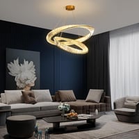 minifair Modern LED Csillár K9 Kristállyal, Kör Alakú Dimmelhető Függőlámpa 40+60 cm, Arany Fém, 7000 Lumen, Nappali, Étkező, Konyha, Hálósz 5