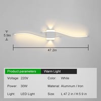minifair 120 cm Modern Fali LED Lámpa - Fehér Akril Világítás Kiegészítő Fényforrással, Folyosóhoz, Lépcsőházba, Nappaliba, Fürdőszobába,  2