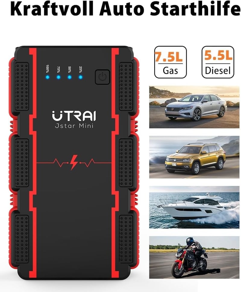 UTRAI 2000A Autós Bikázó Powerbank 13800mAh - 7.5L Benzin/5.5L Diesel Motorokhoz
