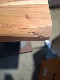 Blat de masă vidaXL din lemn masiv de acacia cu margine naturală, 70x60x3,8 cm, dreptunghiular - deteriorat și crăpat în mai multe locuri (stare B: vezi a 2-a fotografie) 5