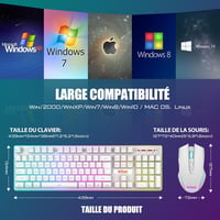 RedThunder K10 Vezeték Nélküli Gamer Billentyűzet és Egér Szett - Háttérvilágítás, AZERTY, Újratölthető, 3200DPI, PC/PS5/Xbox Kompatibilis,  7