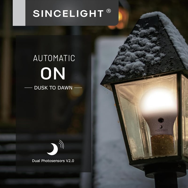 SINCELIGHT LED izzó dupla alkonyérzékelővel, kültéri lámpákhoz, B22, 4000K, 2db