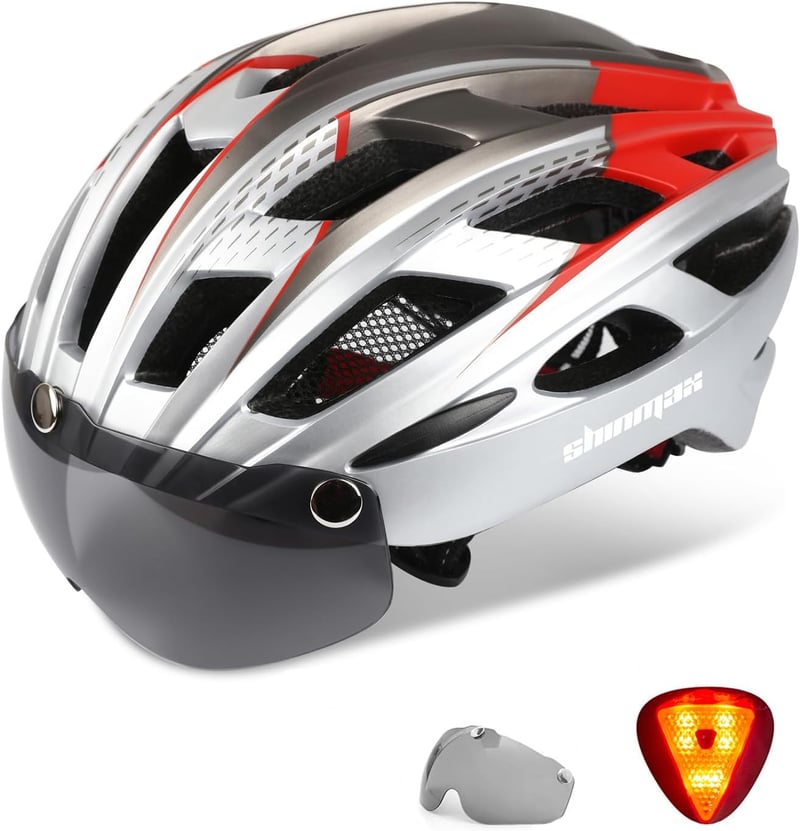 Shinmax LED-es kerékpársisak levehető szemüveggel - férfi, női MTB bukósisak