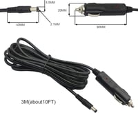 GINTOOYUN 12V-24V Szivargyújtó Hosszabbító Kábel LED Jelzéssel - 3m Autós Tápkábel 5.5x2.1mm DC Csatlakozóval, 10A Biztosítékkal 3