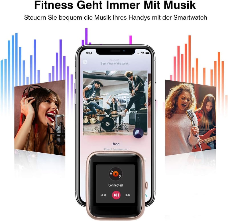 Okosóra Fitnesz Tracker: 1.3" HD Érintőkijelző, Pulzusmérő, IP68 Vízálló, Rózsaszín