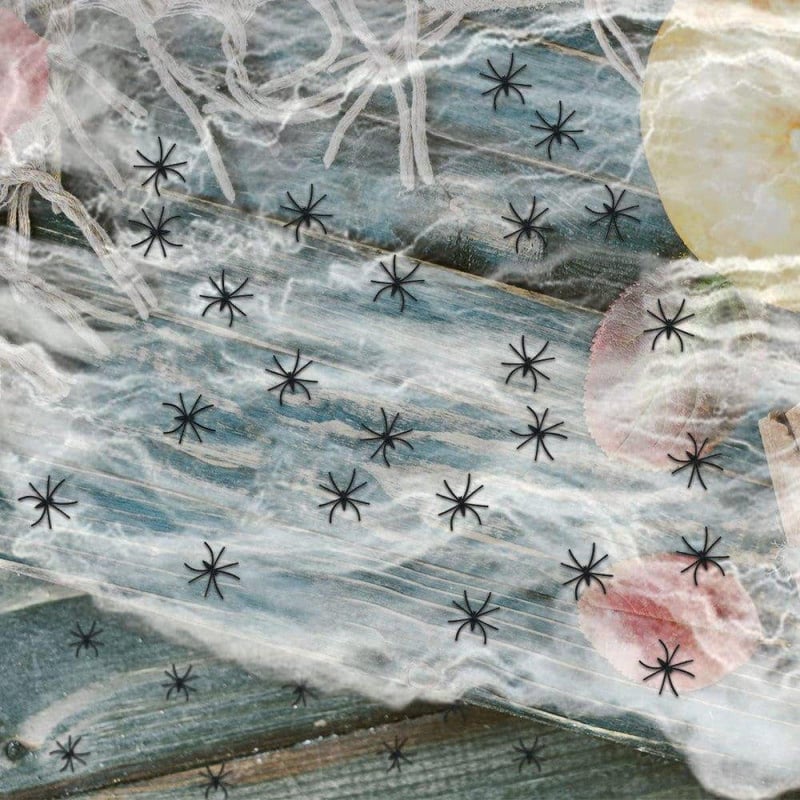 Óriás Halloween Pókháló Szett 54m² - 200g Nyújtható Dekoráció 100 Műpókkal, Fekete-Fehér