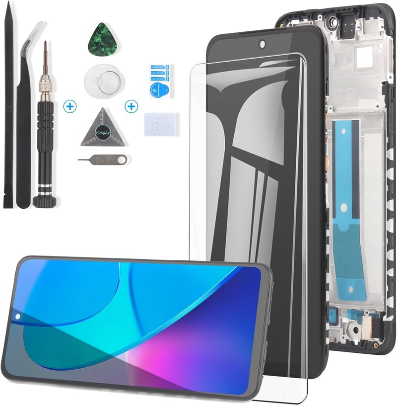 RongZy Xiaomi Redmi Note 11 LCD Kijelző és Érintőpanel Csere Kerettel - Fekete Színben, Szerelő Eszközökkel, Kompatibilis 2201117TG/TI/TY/TL