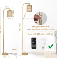 Rayofly Állólámpa Távirányítóval - Arany Rattan Boho Dizájn, Fényerőszabályzós 5
