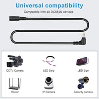 GINTOOYUN DC 5.5x2.5mm Hosszabbító Kábel, 90 Fokos, 3m, 18AWG Réz Tápkábel Biztonsági Kamerákhoz, LED Szalaghoz, CCTV Rendszerekhez 4