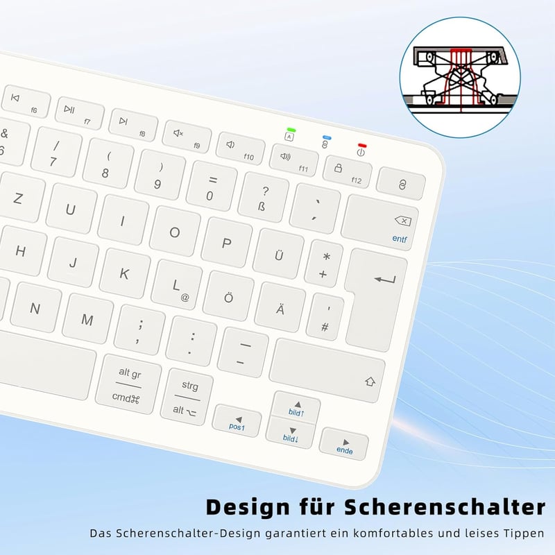 Qulose ultravékony ergonomikus bluetooth billentyűzet iPadhez - német QWERTZ, fehér