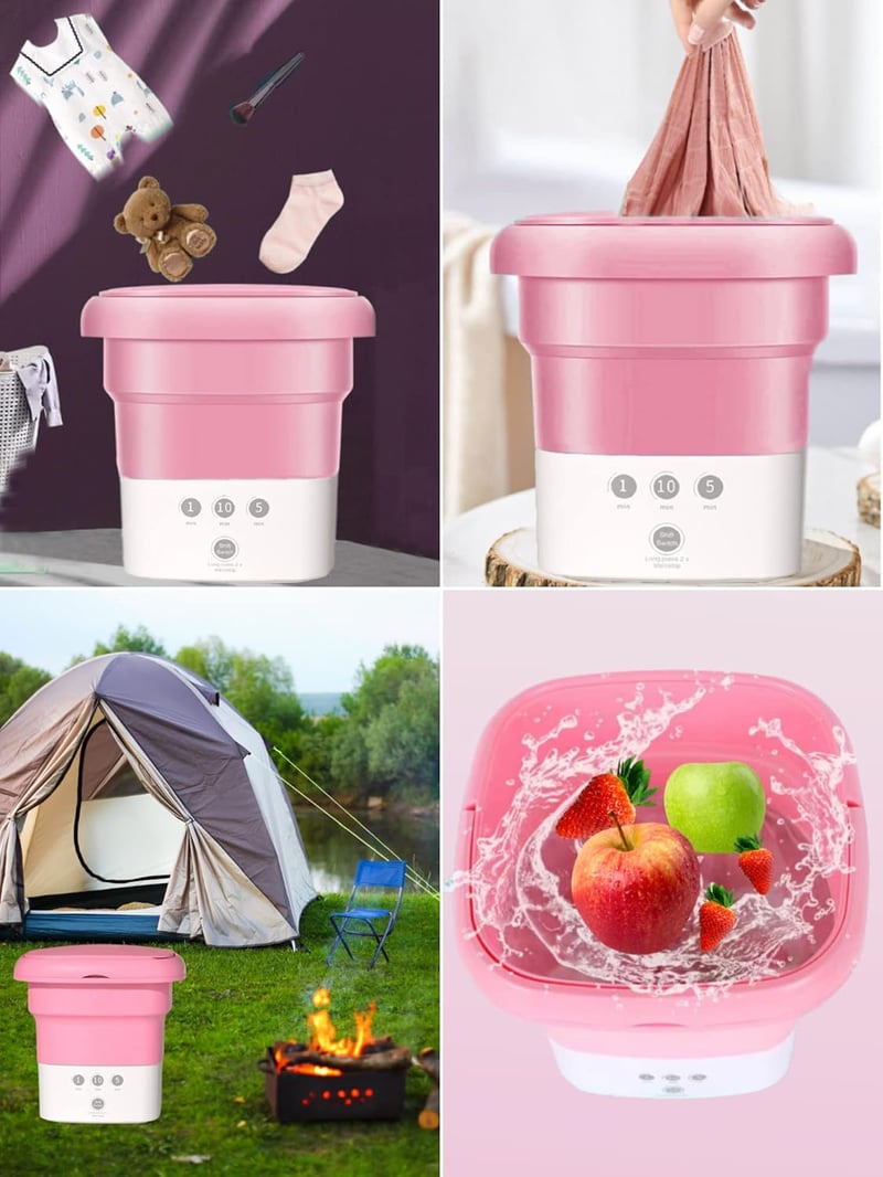 MAGIC SELECT Hordozható Mini Mosógép 4,5L - Összecsukható Automata Időzítővel, Lefolyókosárral - Ultrahangos Mosás Fehérneműhöz, Zöldségekhe