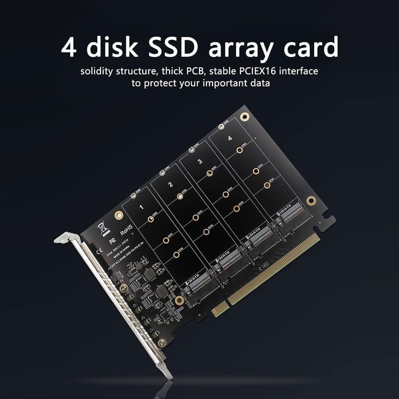Annadue 4 portos M.2 NVMe SSD PCIe 4.0 adapter ventilátorral, RAID támogatással
