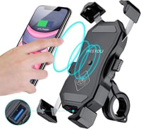 iMESTOU 15W Qi vezeték nélküli telefontartó motorkerékpárra, USB gyorstöltővel, 3,5-6,8" telefonokhoz 1