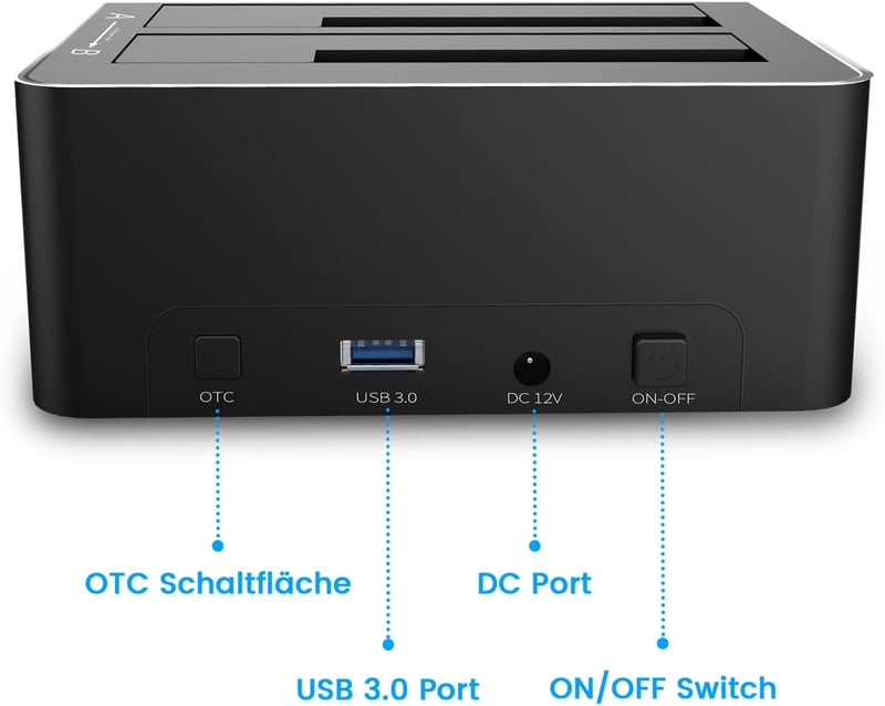 RSHTECH USB 3.0 Alumínium HDD/SSD Dokkoló - 2 Férőhelyes, Klónozó, 2x16TB