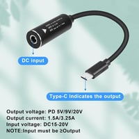 GINTOOYUN 65W PD Töltőkábel DC 4.0x1.7mm - USB-C Átalakító Laptopokhoz, Telefonokhoz, Tabletekhez, 18cm Fekete Univerzális Adapter 5