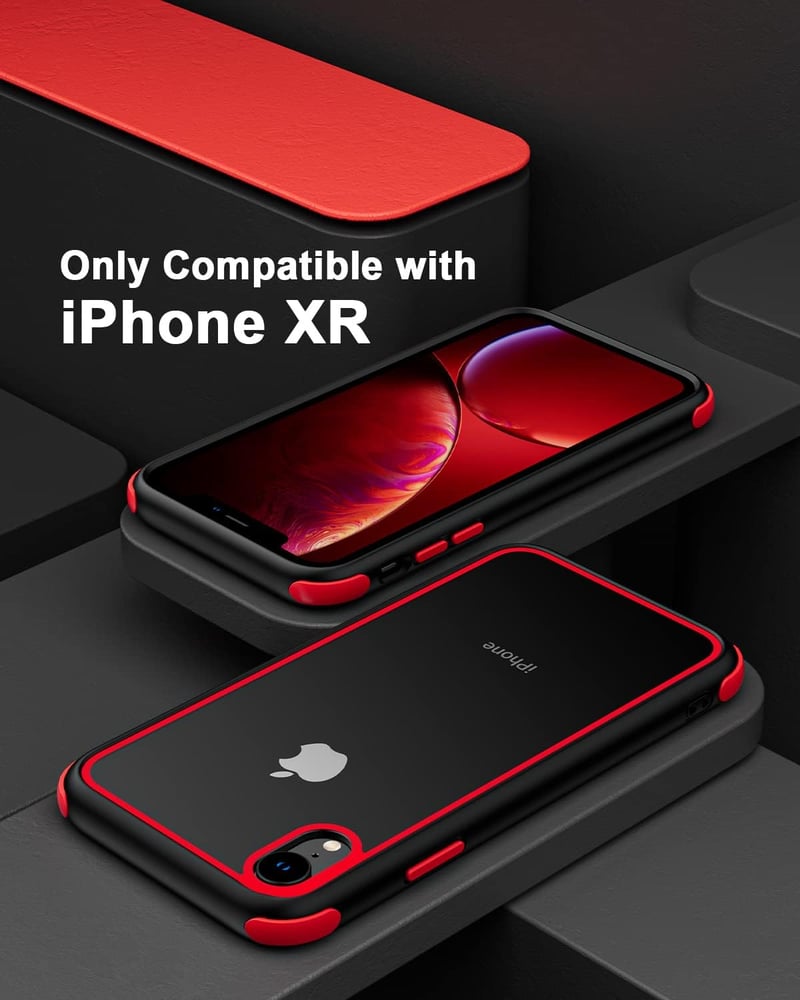 MobNano Ultra Hybrid átlátszó iPhone XR tok - ütésálló, fekete-piros szegéllyel