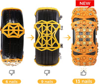 WYRIAZA Univerzális Hólánc 165-265mm, 6db, Gyorsrögzítésű, Széles Gumikhoz, 205/55 R16 - Sárga 7