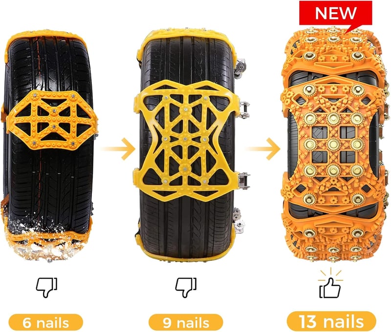 WYRIAZA Univerzális Hólánc 165-265mm, 6db, Gyorsrögzítésű, Széles Gumikhoz, 205/55 R16 - Sárga