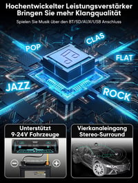 CAR Bluetooth autórádió 7 színű LCD kijelzővel, 4x65W, FM/AM/USB/AUX 4