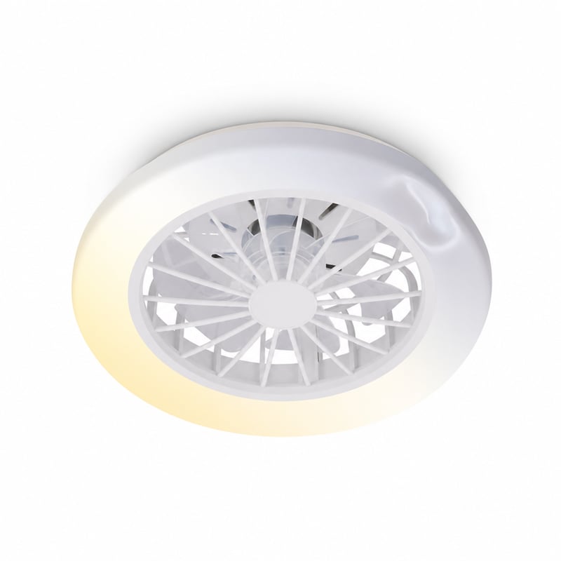 Ventilator de tavan cu LED Briloner cu lampă — defect, funcționează parțial: fără telecomandă, partea laterală este îndoită (stare: vezi poza a 2-a)