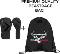 BEAST RAGE Bokszkesztyű 10 oz - Fekete Műbőr Edzőkesztyű MMA, Muay Thai, Kickbox Edzéshez - Unisex Sparring Kesztyű Extra Csuklóvédelemmel 5
