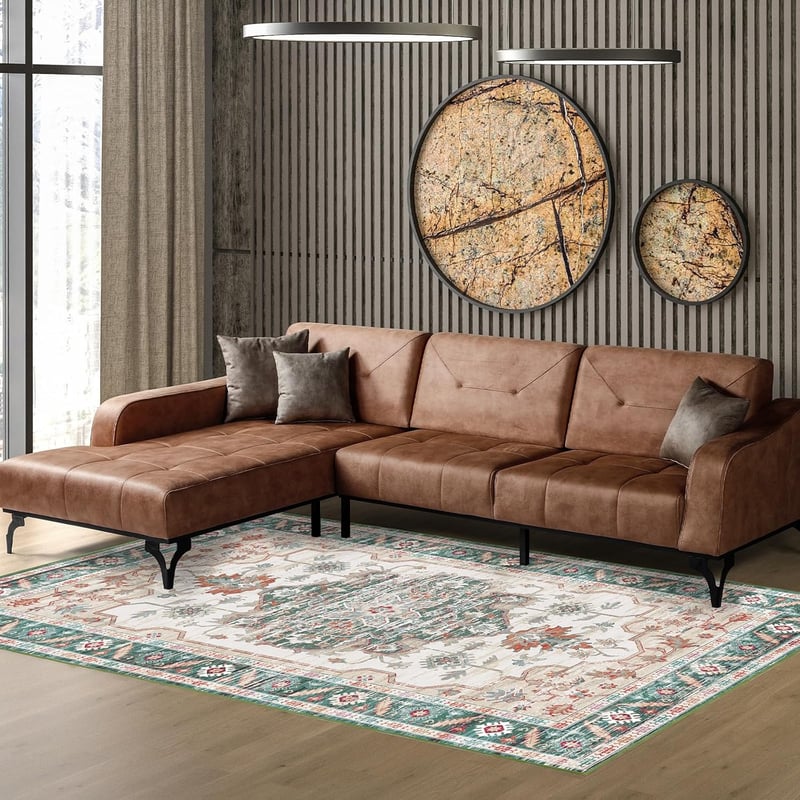 Vamcheer Vintage Zöld Szőnyeg - Mosható, Csúszásmentes, 120x170 cm