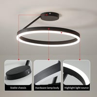 minifair Modern LED Mennyezeti Lámpa - Fekete Kör Alakú Dizájn, 21W, 3000K Meleg Fehér, Érintőképernyős, Konyha, Hálószoba, Nappali Világítá 4