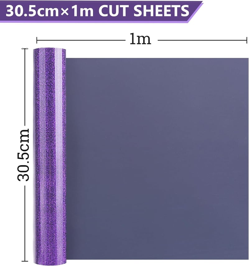 NANAPLUMS Glitter Purple 3D Puff HTV Vinyl Fólia - 30,5 x 100 cm Hőtranszfer Textil Fólia Pólókhoz, Csillámos Lila Plotter Film