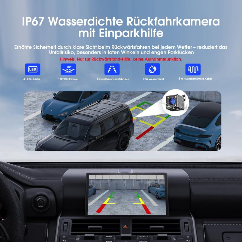 Avylet 9" Vezeték Nélküli CarPlay Kijelző - Apple CarPlay & Android Auto Támogatás, Mágneses Tartó, GPS Navigáció, IP67 Tolatókamera, Blueto