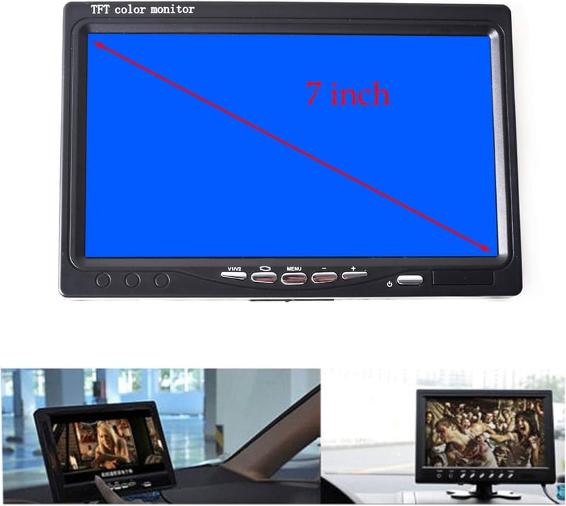 EKYLIN 7 Colos Autó Monitor - 4-Pin Csatlakozó, 800x480 HD Felbontás, Tükröződésmentes, Nagy Fényerő, 12V-24V Teherautó, Busz, Lakókocsi, Ka