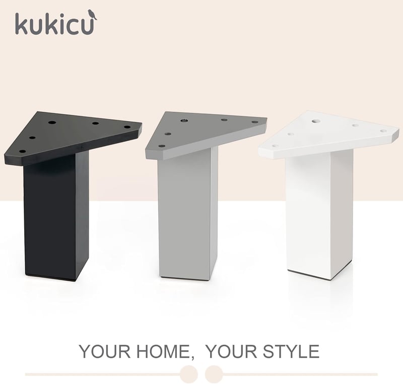 Kukicu Bútorlábak - 8 db Fekete Négyzet Profilú (40x40 mm) Bútorláb Szett - 8 cm Magas - Csavarokkal - Modern Stílusú - 200 kg Teherbírás