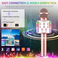 Wowstar LED-es Bluetooth Karaoke Mikrofon Hangszóróval, Rozéarany - Android/iOS 4