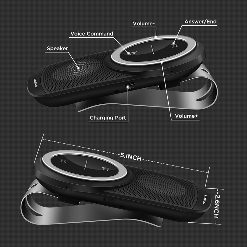 SOAIY S61 Autós Bluetooth Kihangosító - Napellenzőre, Hangvezérléssel