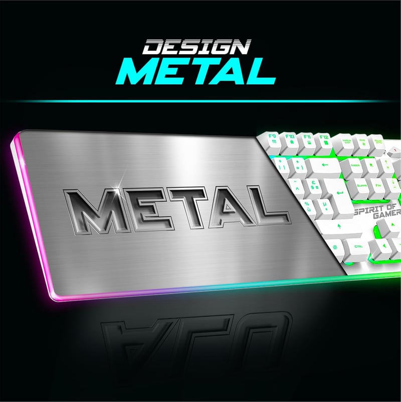 Spirit of Gamer x MK600 Vezeték Nélküli Félmechanikus Gamer Billentyűzet és Egér Szett - Fehér, RGB, 4800 DPI, Újratölthető, PC/PS4/PS5/Xbox