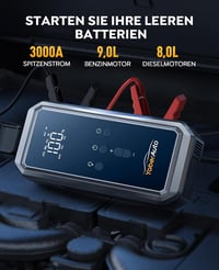 Yaber 4 az 1-ben autós indítássegítő powerbank 3000A, 150PSI kompresszorral 3