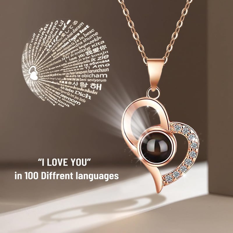 Örök Rózsa Ajándékszett - Valódi Rózsaszirom Holdformában "I Love You" Nyaklánccal, Szerelmi Ajándék Nőknek