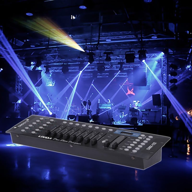 Lixada DMX 512 Fényvezérlő Konzol 192 Csatornával - Színpadi Lámpákhoz, Mozgó Fejekhez, DJ Felszereléshez, Partikhoz, 19" Rack Kompatibilis